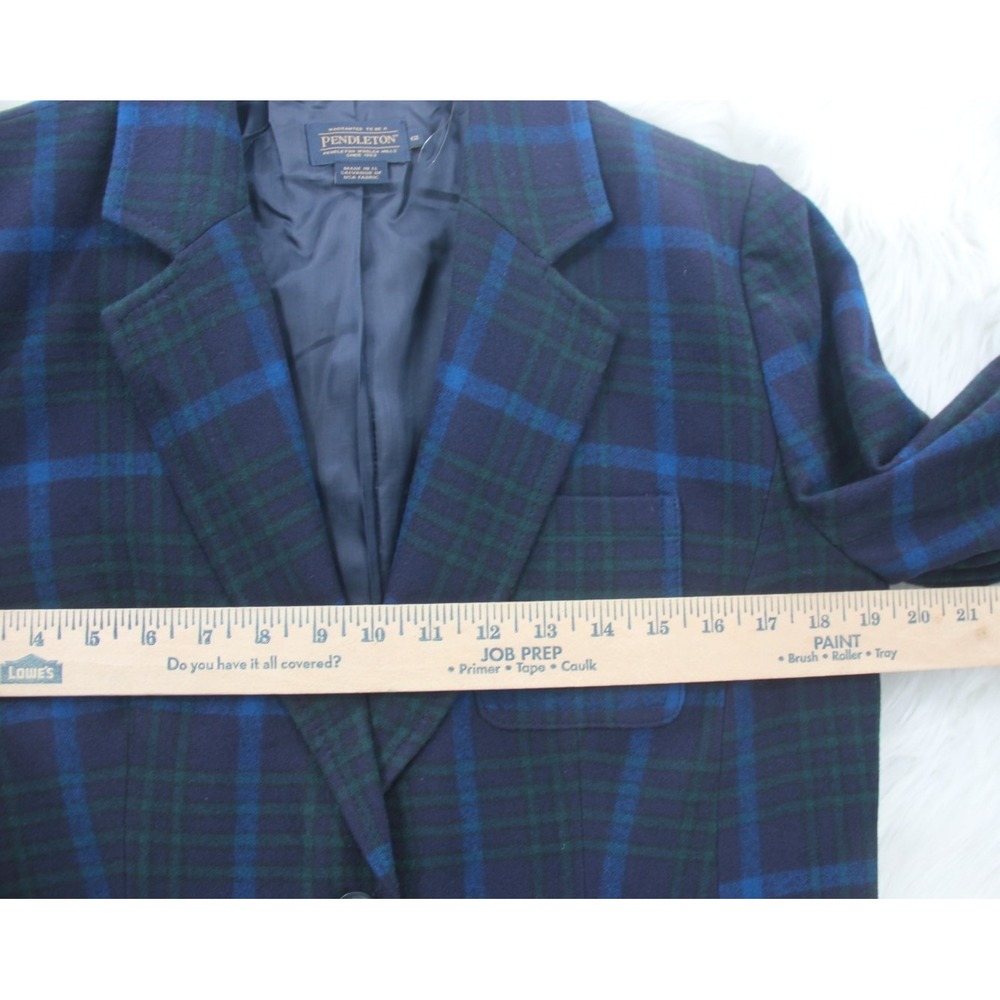 Pendleton Womens 12 Virgin Wool Blazer Jacket 1965 Plaid Green Blue Academia - Picture 4 of 16